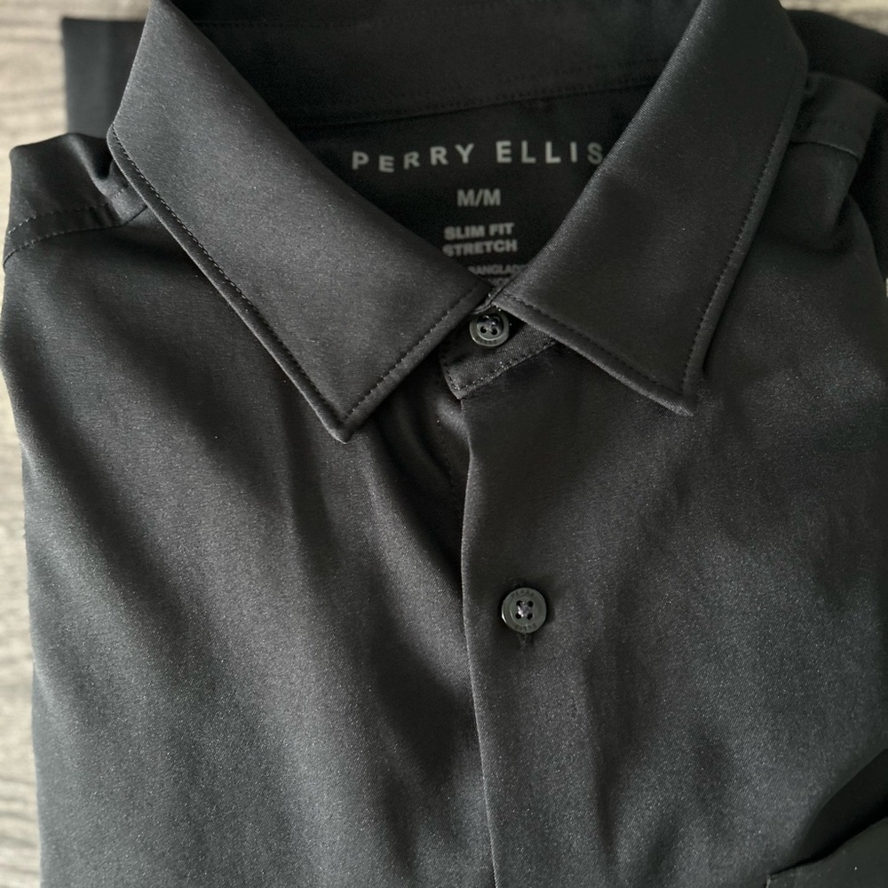 Perry Ellis Men's Charcoal Slim Fit Dress Shirt